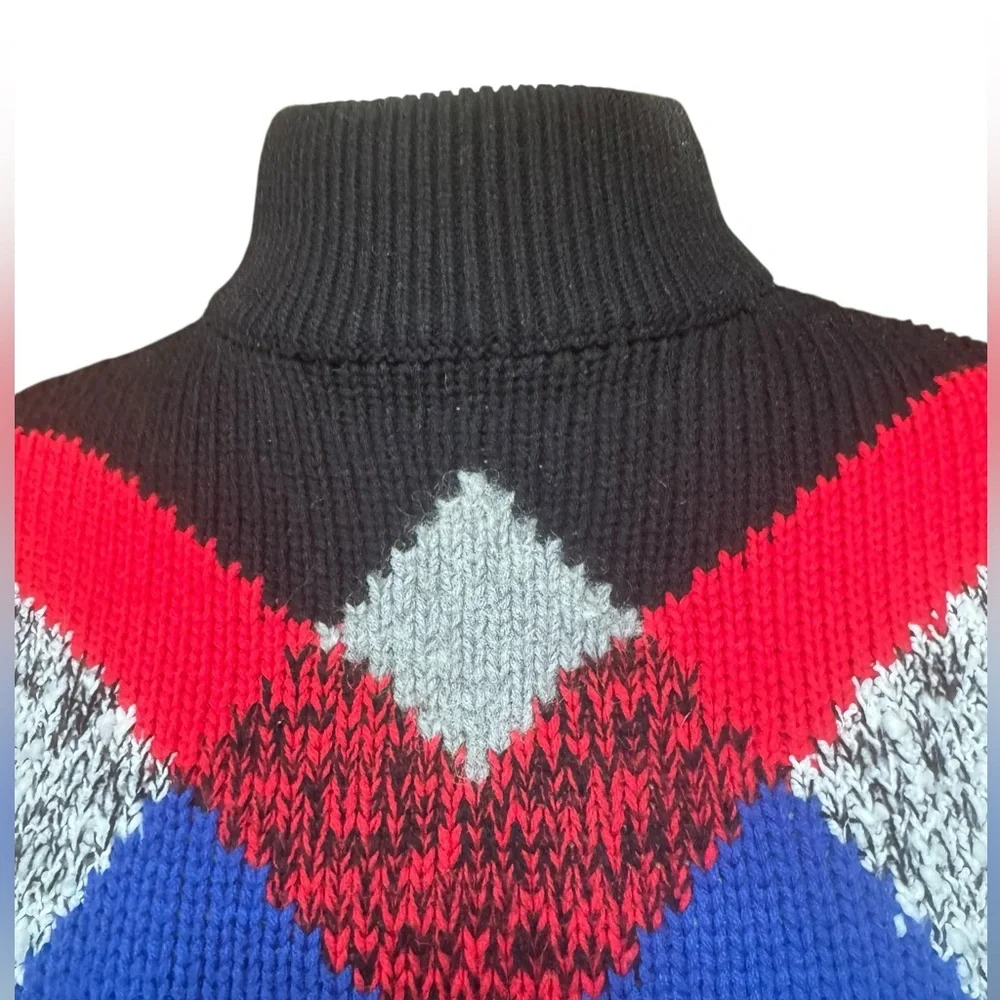 1980s Spice of Life 100% Acrylic Argyle Pattern‎ Mock Turtleneck Sweater